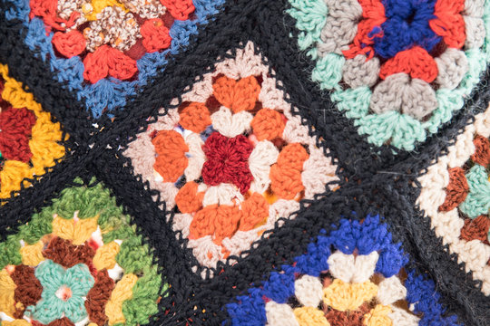 Granny square - detail in close up view