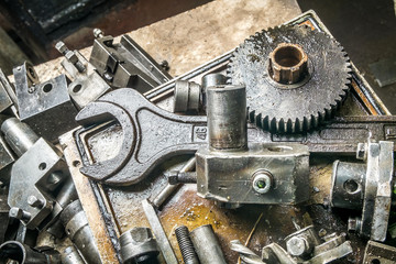 a set of tools and machine parts