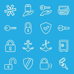 Set of 16 secure outline icons