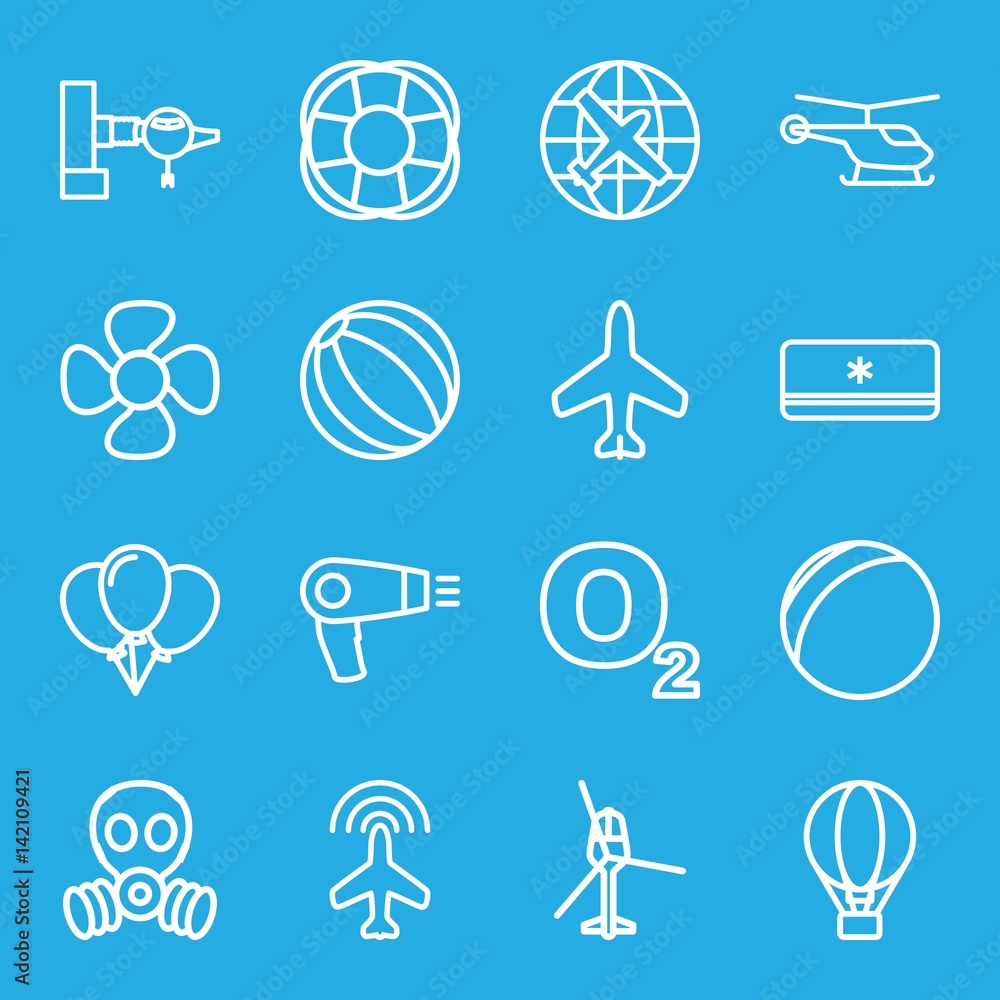 Sticker Set of 16 air outline icons