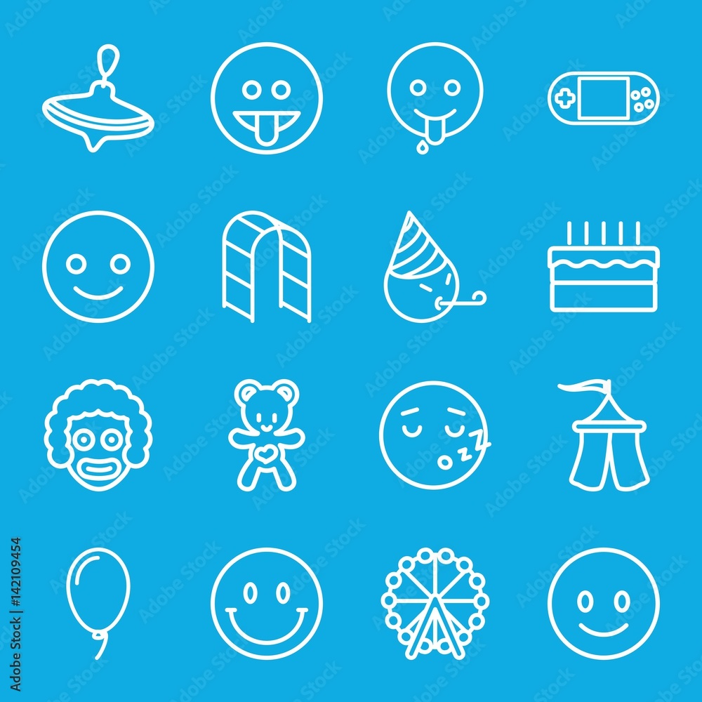 Poster Set of 16 joy outline icons