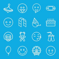 Set of 16 joy outline icons