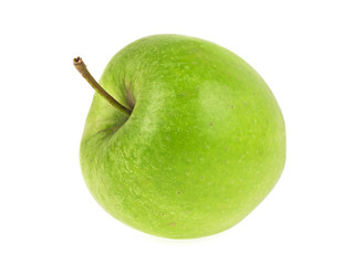 Single ripe green apple isolated on white background