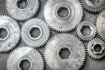 Old rusty gears on the floor