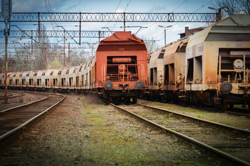Naklejka na ściany i meble Composition of freight wagons