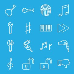 Set of 16 key outline icons