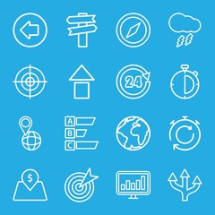 Set of 16 arrow outline icons