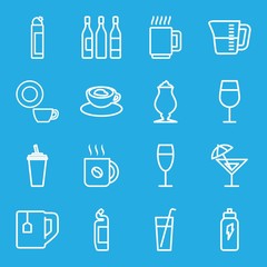 Set of 16 beverage outline icons