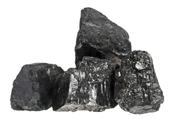 Pile of coal on a white background, Anthracite