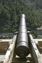 Old Cannon in the Artist village Deià, Mallorca, Balearic Islands, Spain, Europe