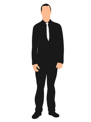 Vector, isolated silhouette man tie