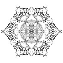 Flower black Mandala. Oriental pattern, vector illustration. Islam, Arabic, Indian ottoman motifs. Coloring book page