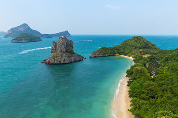 Coastline of Thailand with mountains