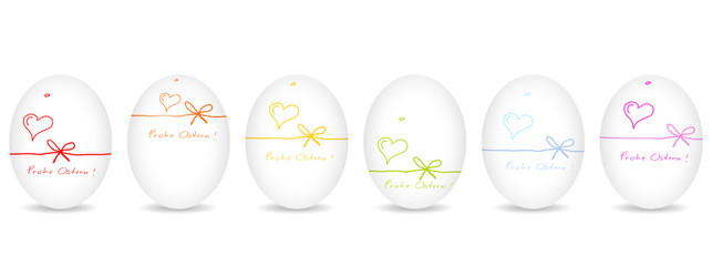 verschiedene bunte Ostereier Schleife Band Bunt Herzen Liebe Osterfest Symbole