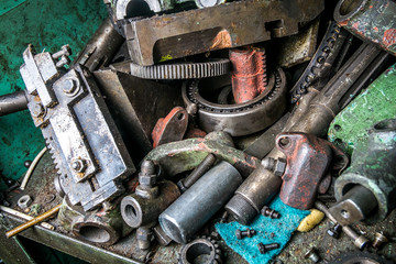rusty parts of the mechanism and gears