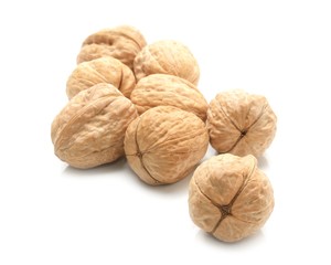 Walnuts on a white background