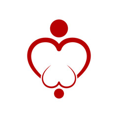 Family care symbol in the heart shape. Vector illustration.