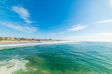 Blue sea in San Diego shoreline