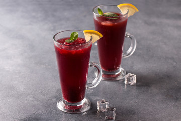 refreshing fruit punch beverage in glass