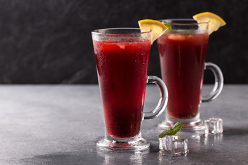 refreshing fruit punch beverage in glass