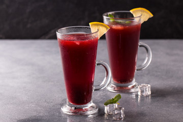 refreshing fruit punch beverage in glass