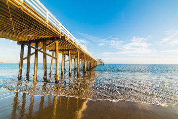 Malibu pier at sunset