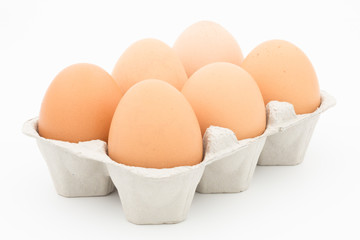 eggs in a box on white background