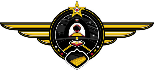Cartoon Science Fiction Spaceman Badge © Mark