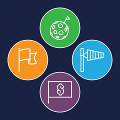 Set of 4 flag outline icons
