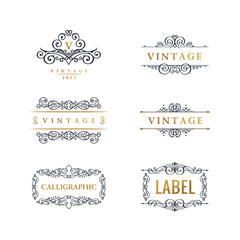 Calligraphic Luxury line logo. Flourishes elegant emblem monogram. Royal vintage divider design