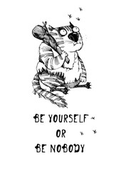 Be yourself -funny cats.Vector sketch illustration.