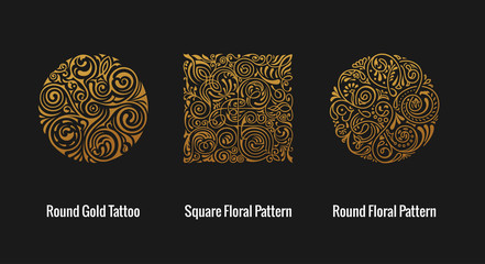 Round calligraphic emblem. Vector floral symbol for cafe