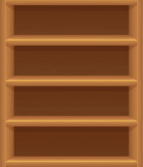 Empty wooden shelves. Vector cartoon illustration