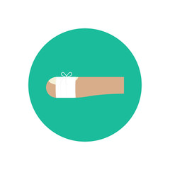 Bandaged wound on the finger