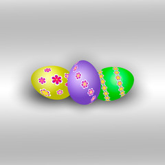 Vector illustration of three Easter eggs