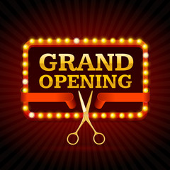 Light Bulbs Vintage Neon Glow Grand Opening. Vector