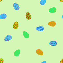 doodle vector easter eggs chaotic seamless pattern