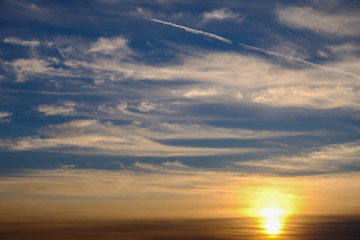Naklejka na ściany i meble Sky with clouds at sunset 
