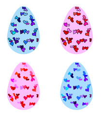 set of vector eggs with hearts