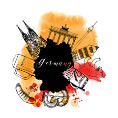 Germany vector background.Watercolor texture.
