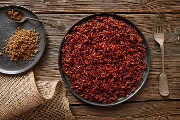 Red wild rice with sesame gomasio seasoning