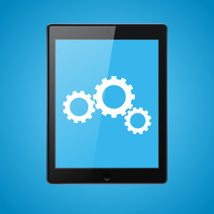 stylish digital tablet with gears conceptual design