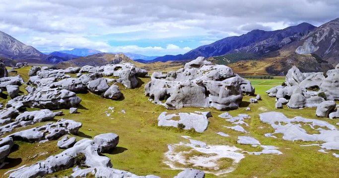 Aerial view of Boulders at Castle Hill, New Zealand
