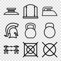 Set of 9 iron outline icons