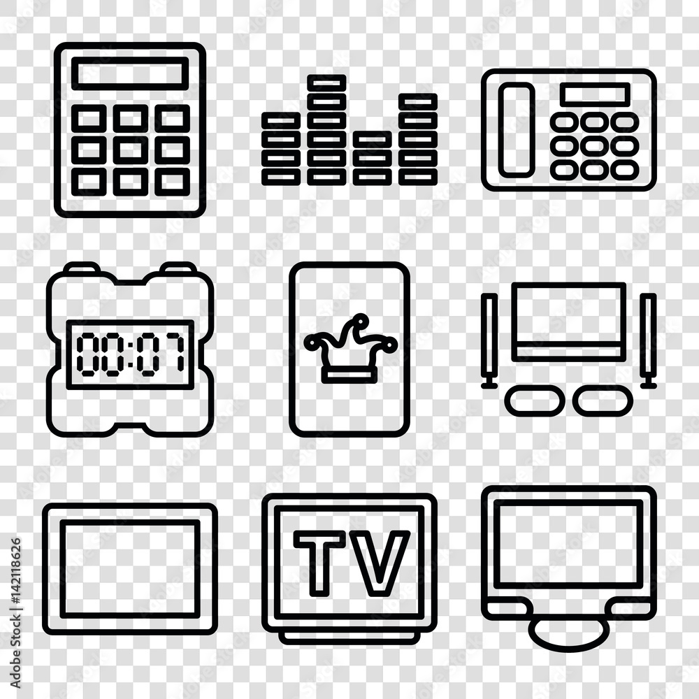 Poster Set of 9 display outline icons