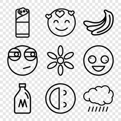 Set of 9 yellow outline icons