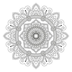 Flower Mandala. Vintage decorative elements. Oriental pattern, vector illustration. Islam, Arabic, Indian, moroccan,spain, turkish, pakistan, chinese, mystic, ottoman motifs. Coloring book page