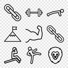 Set of 9 strength outline icons