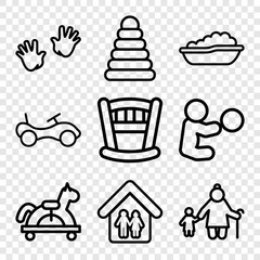 Fototapeta premium Set of 9 child outline icons