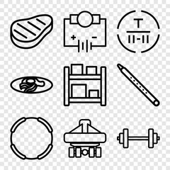 Set of 9 isometric outline icons